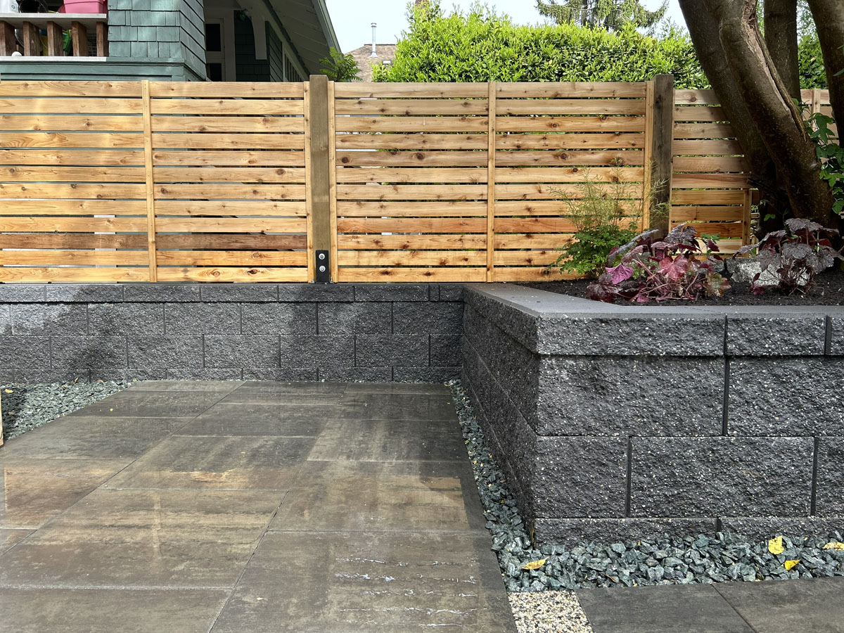 Fence, Pavers, Stone garden, and Turf Installation W 1st Ave